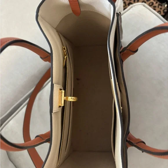 Louis Vuitton Tuffetage On My Side MM Cream and Tan Satchel - Picture 9 of 14